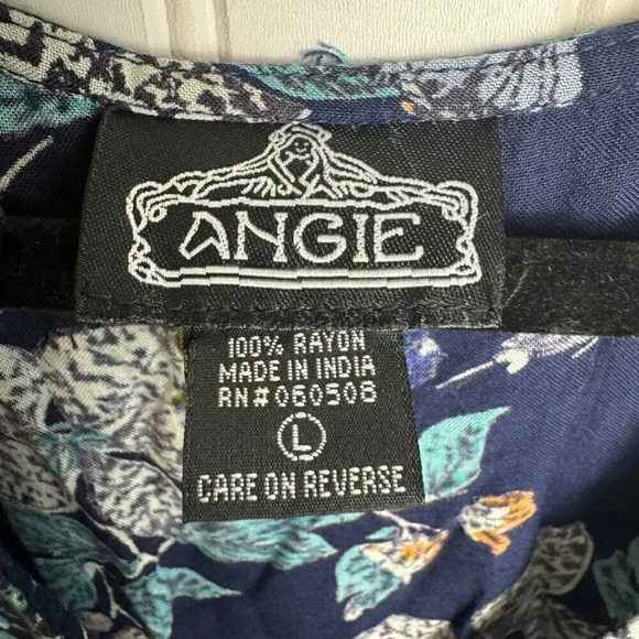 Angie Navy Floral Romper/Maxi Dress Size Large A48 - Picture 7 of 8